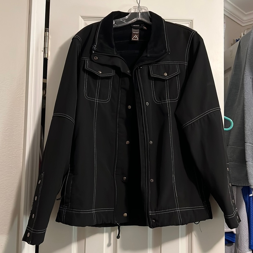 Avalanche Weathershield, black, insulated jacket with white stitching